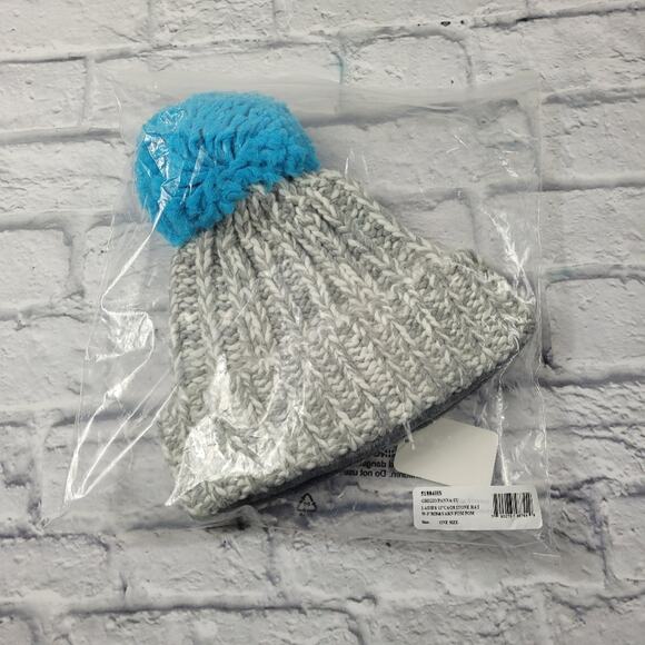 NWT Chunky Gray & Blue Pom Pom Hat by Portolano - Picture 7 of 8